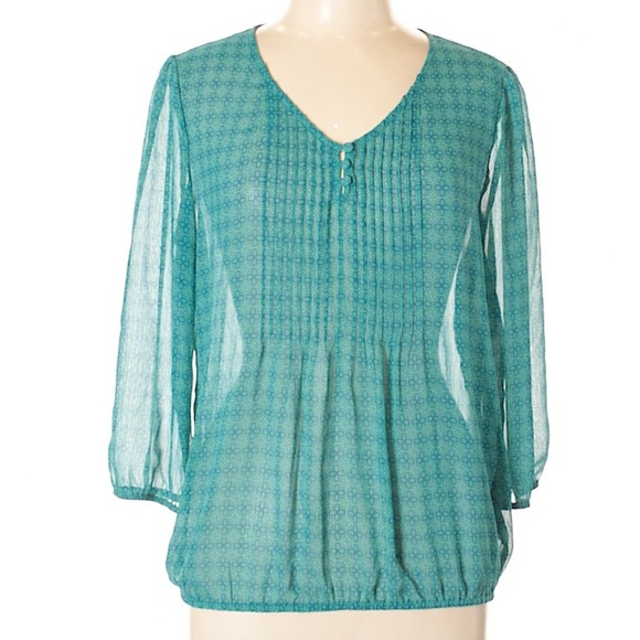 🆕️Beautiful sheer SJB teal blouse SOLD!!!!!! - Picture 3 of 4